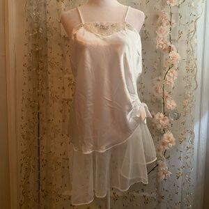 vintage val mode white satin slip dress size M